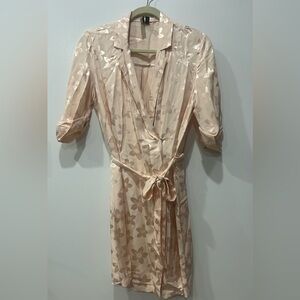 Light Pink Topshop Floral Jacquard Wrap Mini Dress